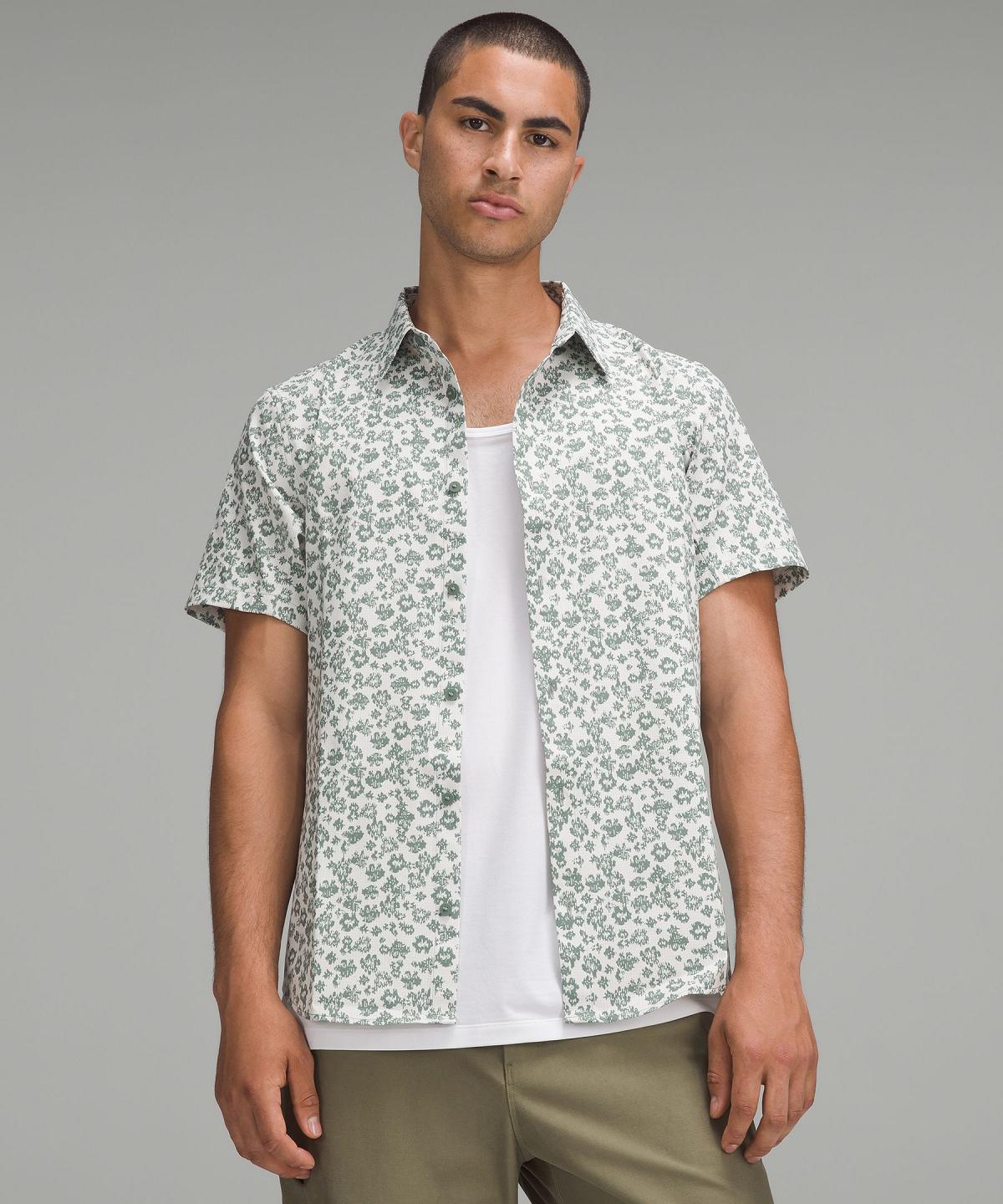 Chemises Boutonnées Lululemon Airing Easy Short-Sleeve Homme Fleur Grise Multicolore | FR_LuLu30401