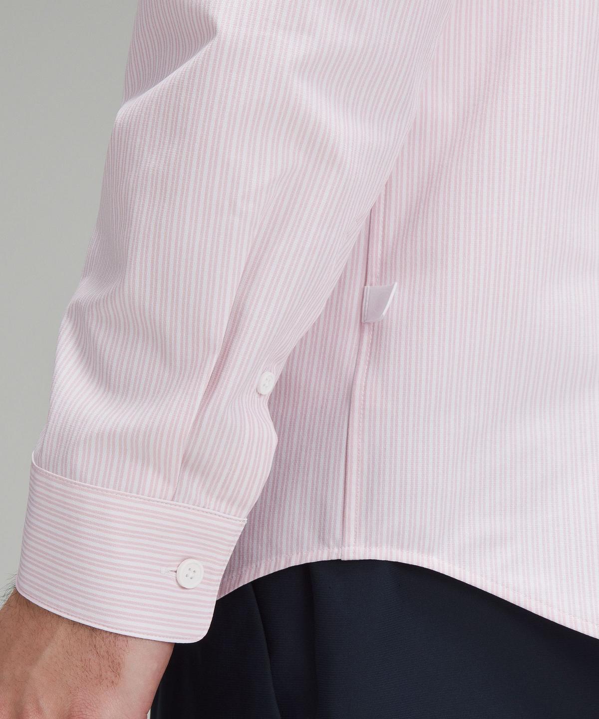 Chemises Boutonnées Lululemon New Venture Classic-Fit Long-Sleeve Homme Stripes Blanche Rose | FR_LuLu56818