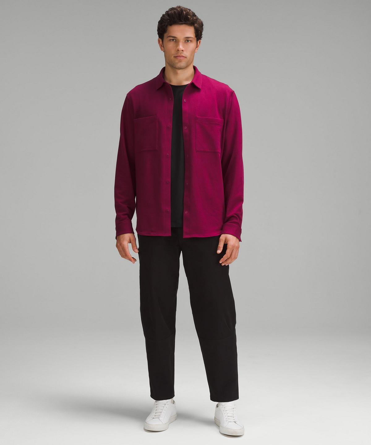 Chemises Boutonnées Lululemon Soft Knit Overshirt Homme Rouge | FR_LuLu88592