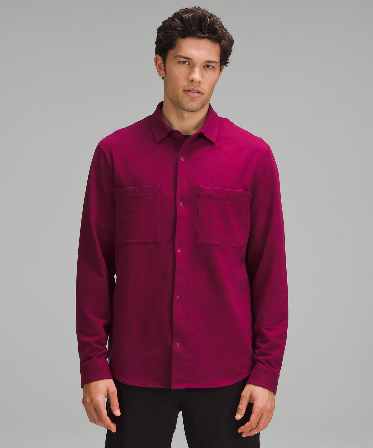 Chemises Boutonnées Lululemon Soft Knit Overshirt Homme Rouge | FR_LuLu88592