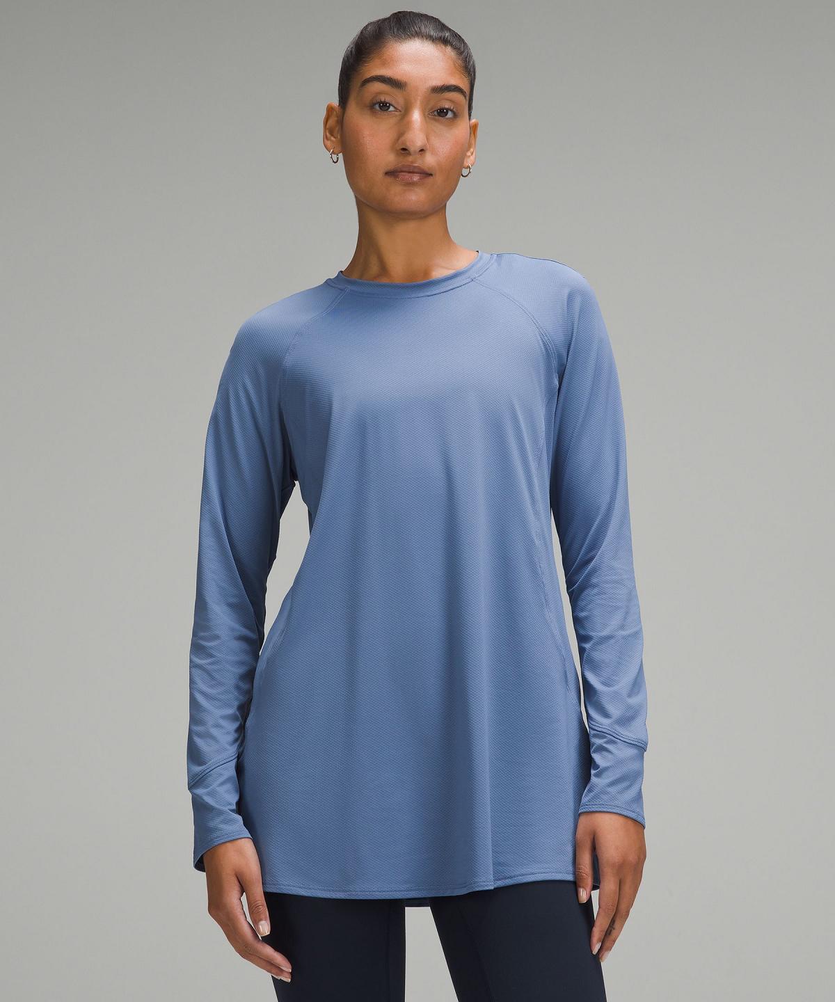 Chemises Lululemon Abrasion-Resistant High-Coverage Long-Sleeve Femme Bleu | FR_LuLu32481