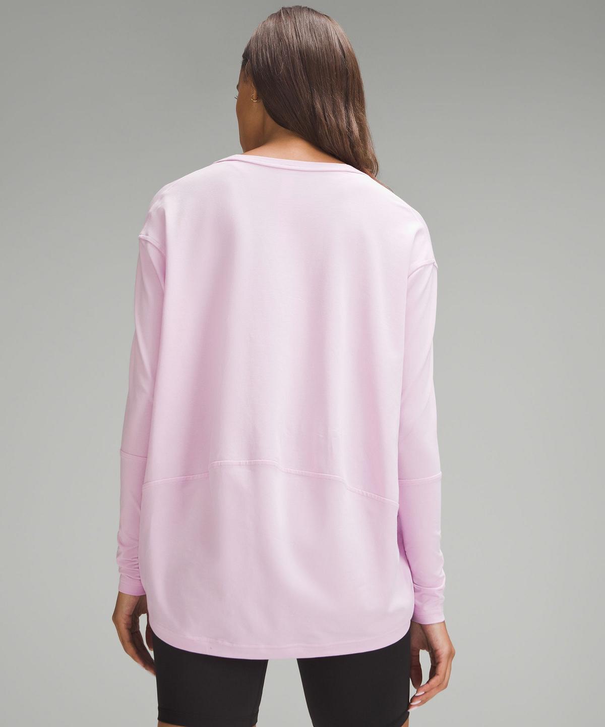 Chemises Lululemon Back In Action V-Neck Long-Sleeve Femme Rose | FR_LuLu13852