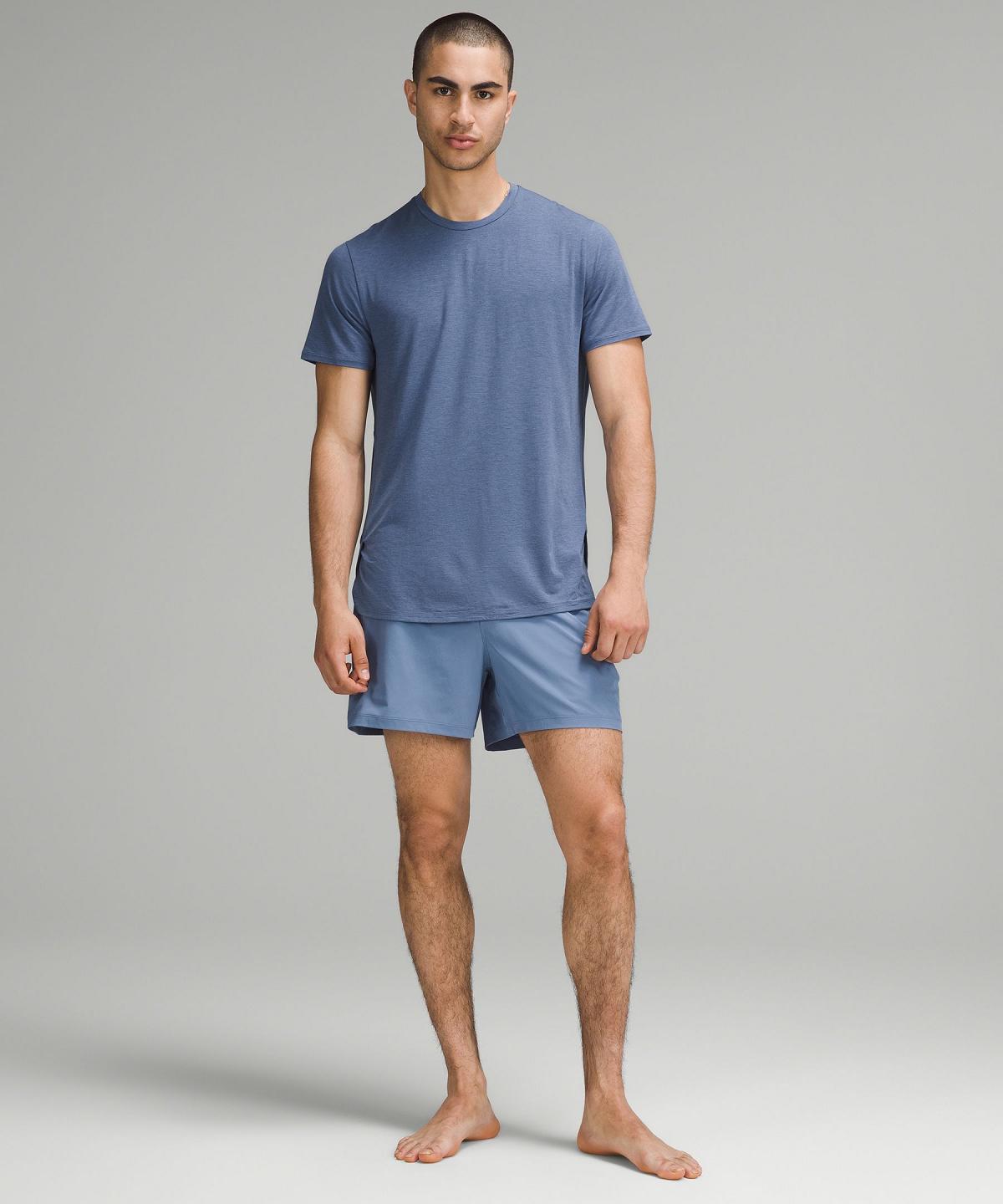 Chemises Lululemon Balancer Short-Sleeve Homme Bleu | FR_LuLu74047