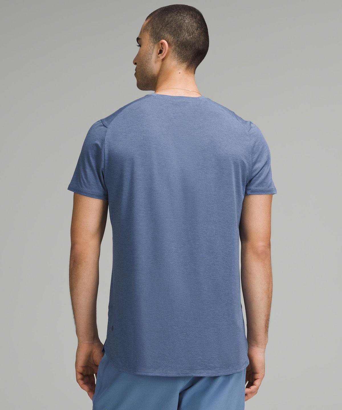 Chemises Lululemon Balancer Short-Sleeve Homme Bleu | FR_LuLu74047