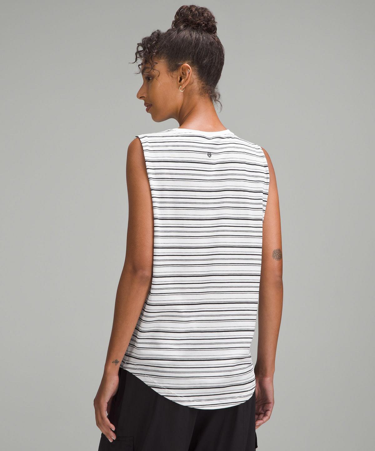 Chemises Lululemon Brunswick Muscle Femme Stripes Blanche Noir | FR_LuLu18547