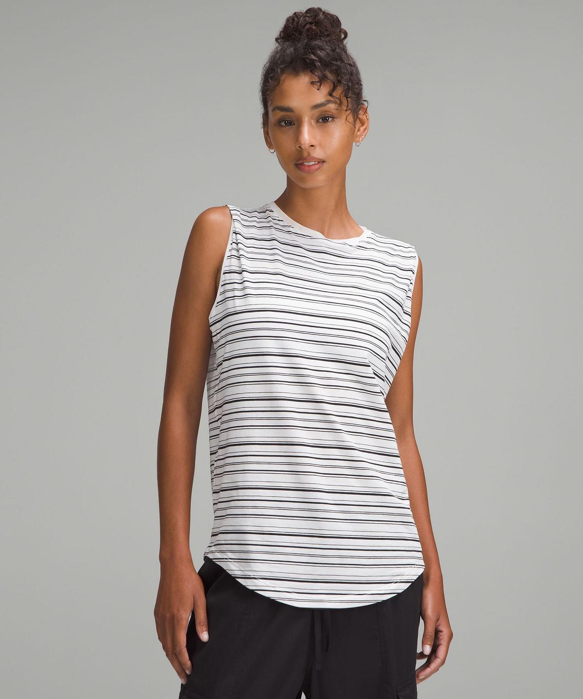 Chemises Lululemon Brunswick Muscle Femme Stripes Blanche Noir | FR_LuLu18547