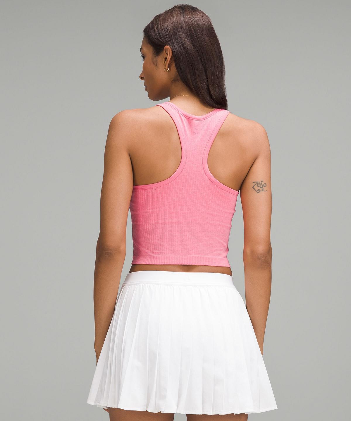 Chemises Lululemon Ebb to Street Cropped Racerback Femme Rose | FR_LuLu46351