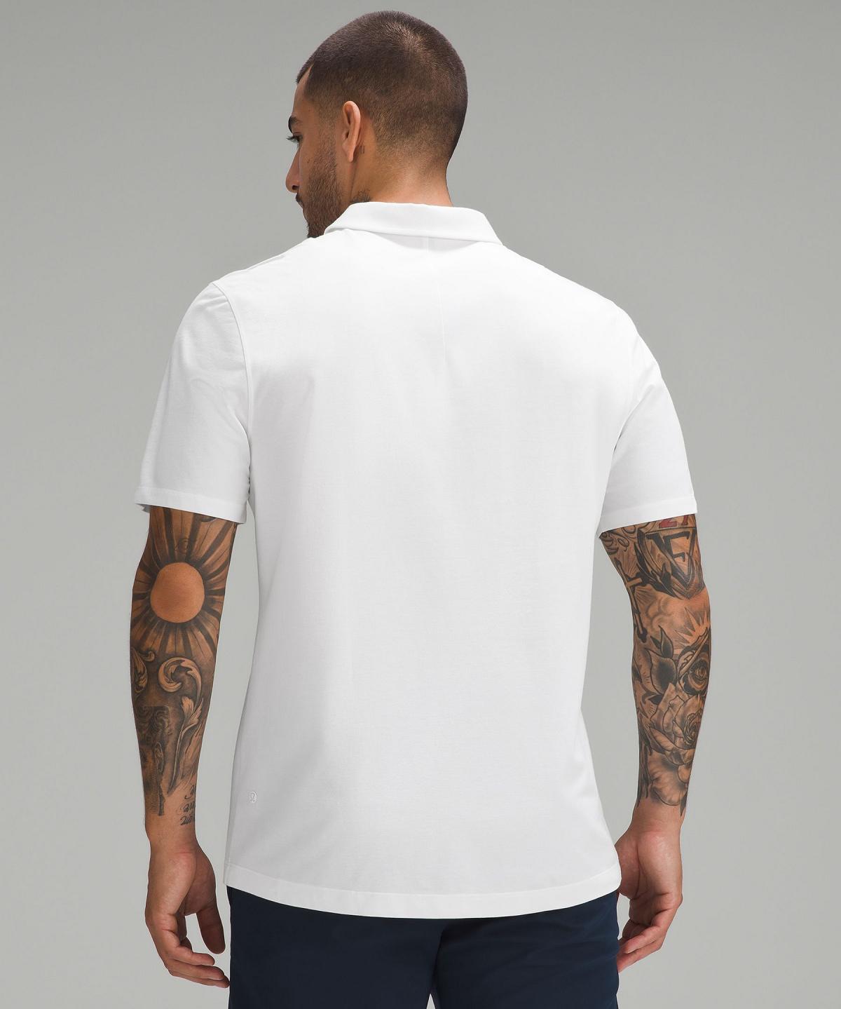 Chemises Lululemon Evolution Short-Sleeve Polo Homme Blanche | FR_LuLu37869