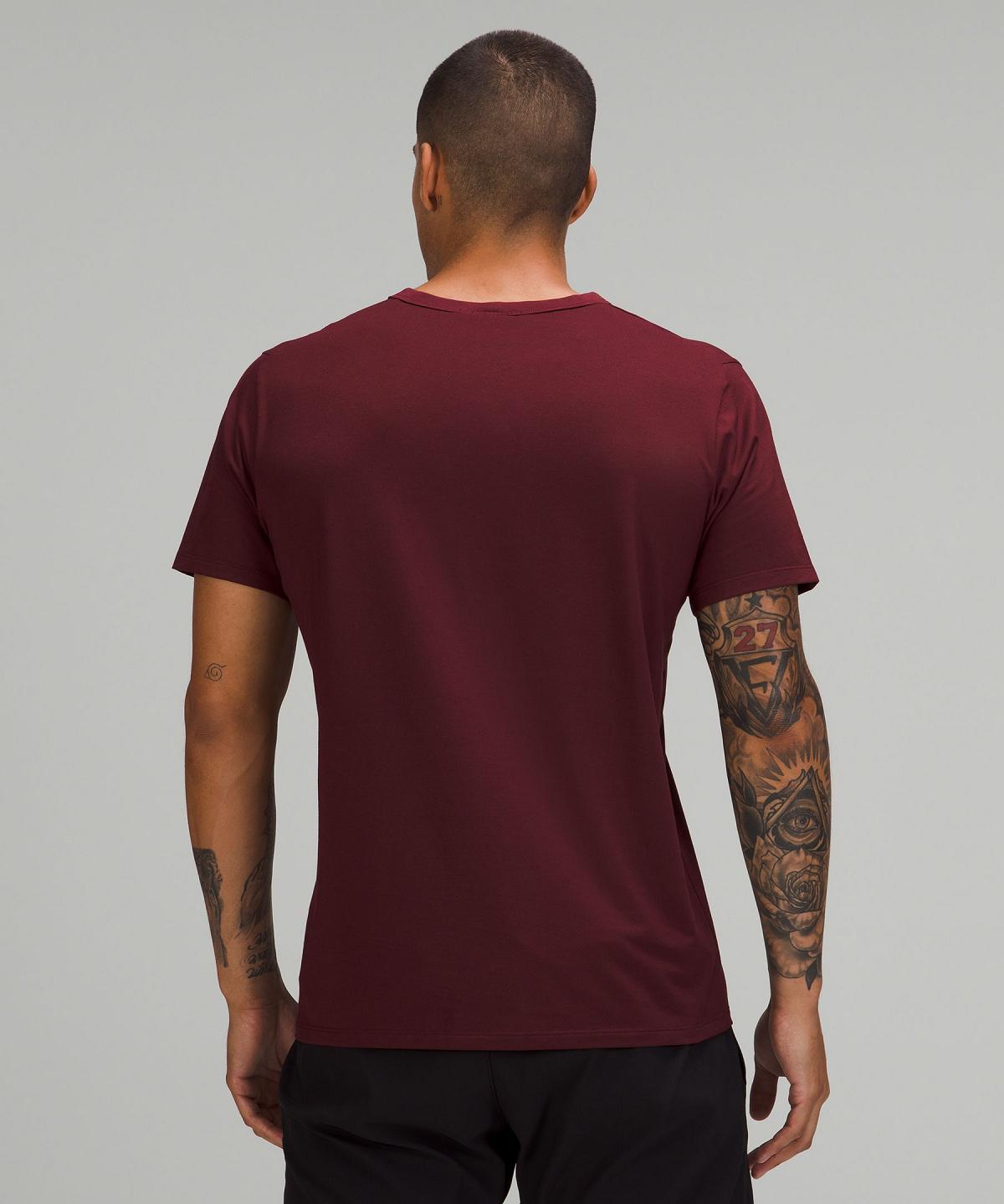 Chemises Lululemon Fundamental T-Shirt Homme Rouge | FR_LuLu40632