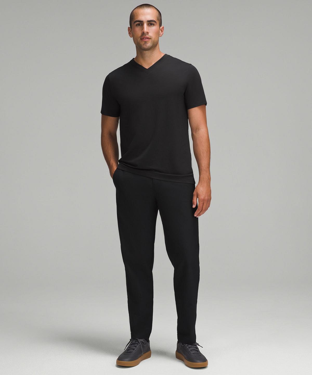 Chemises Lululemon Fundamental V-Neck T-Shirt Homme Noir | FR_LuLu70835