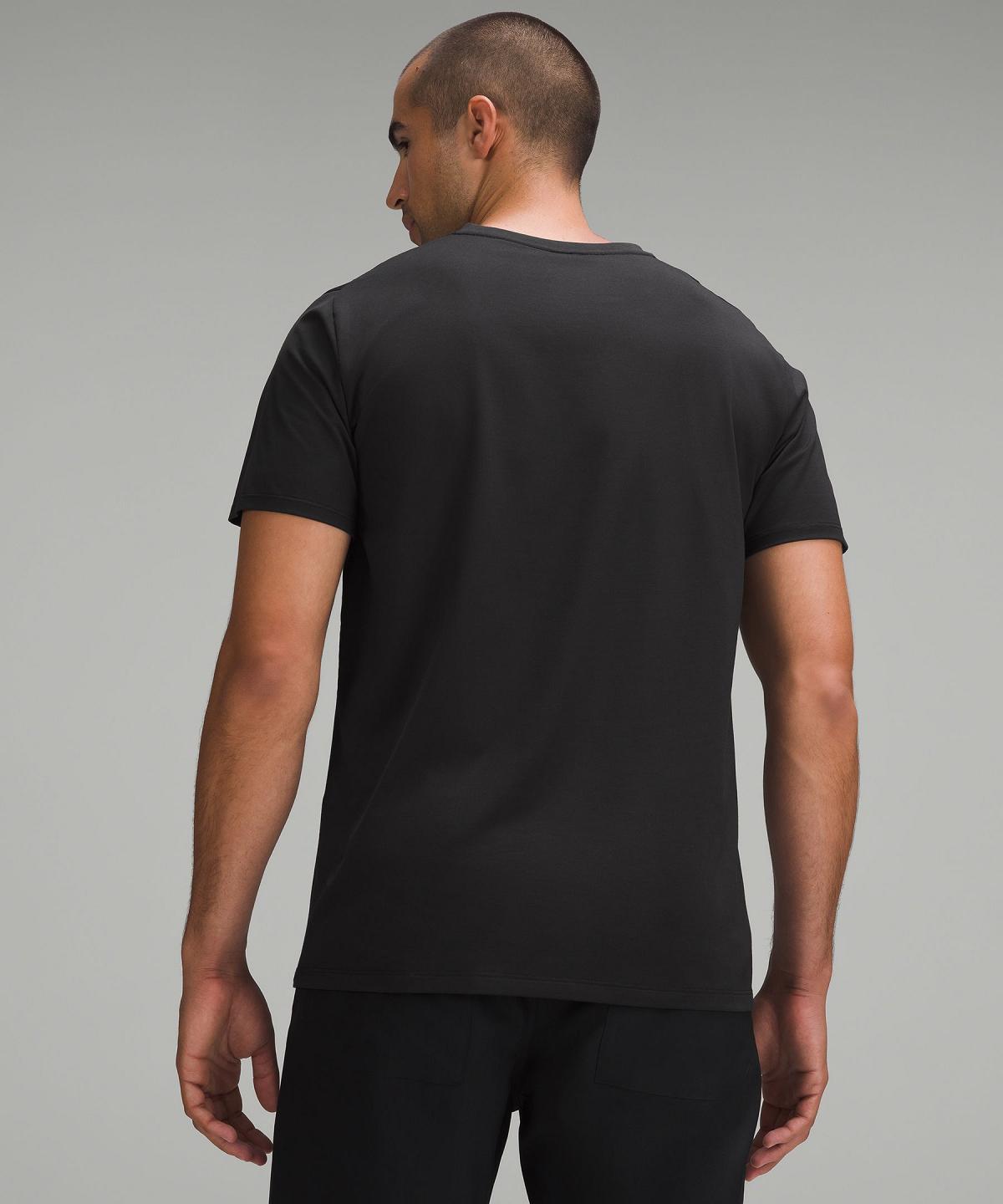 Chemises Lululemon Fundamental V-Neck T-Shirt Homme Noir | FR_LuLu70835