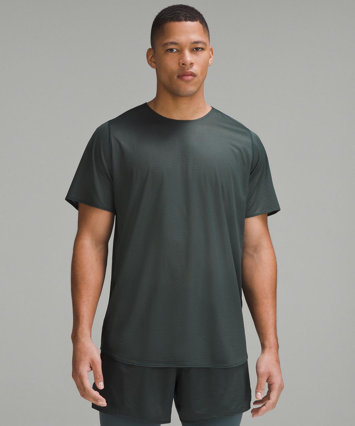 Chemises Lululemon Grid Mesh Short-Sleeve Homme Grise | FR_LuLu14330