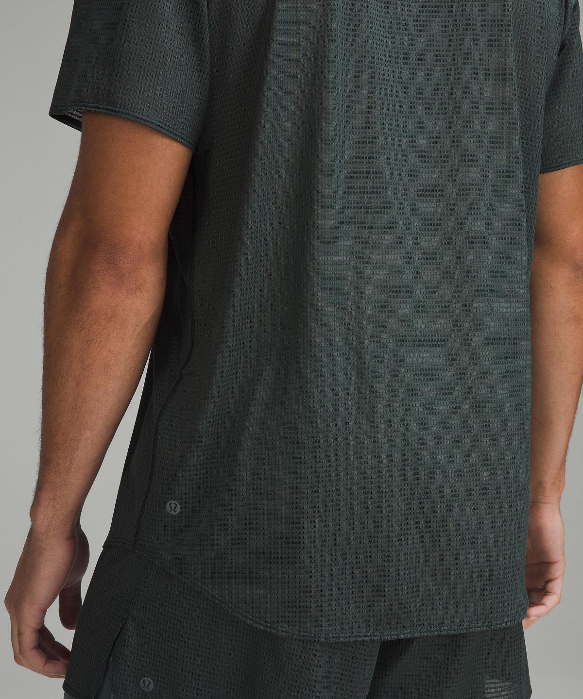 Chemises Lululemon Grid Mesh Short-Sleeve Homme Grise | FR_LuLu14330