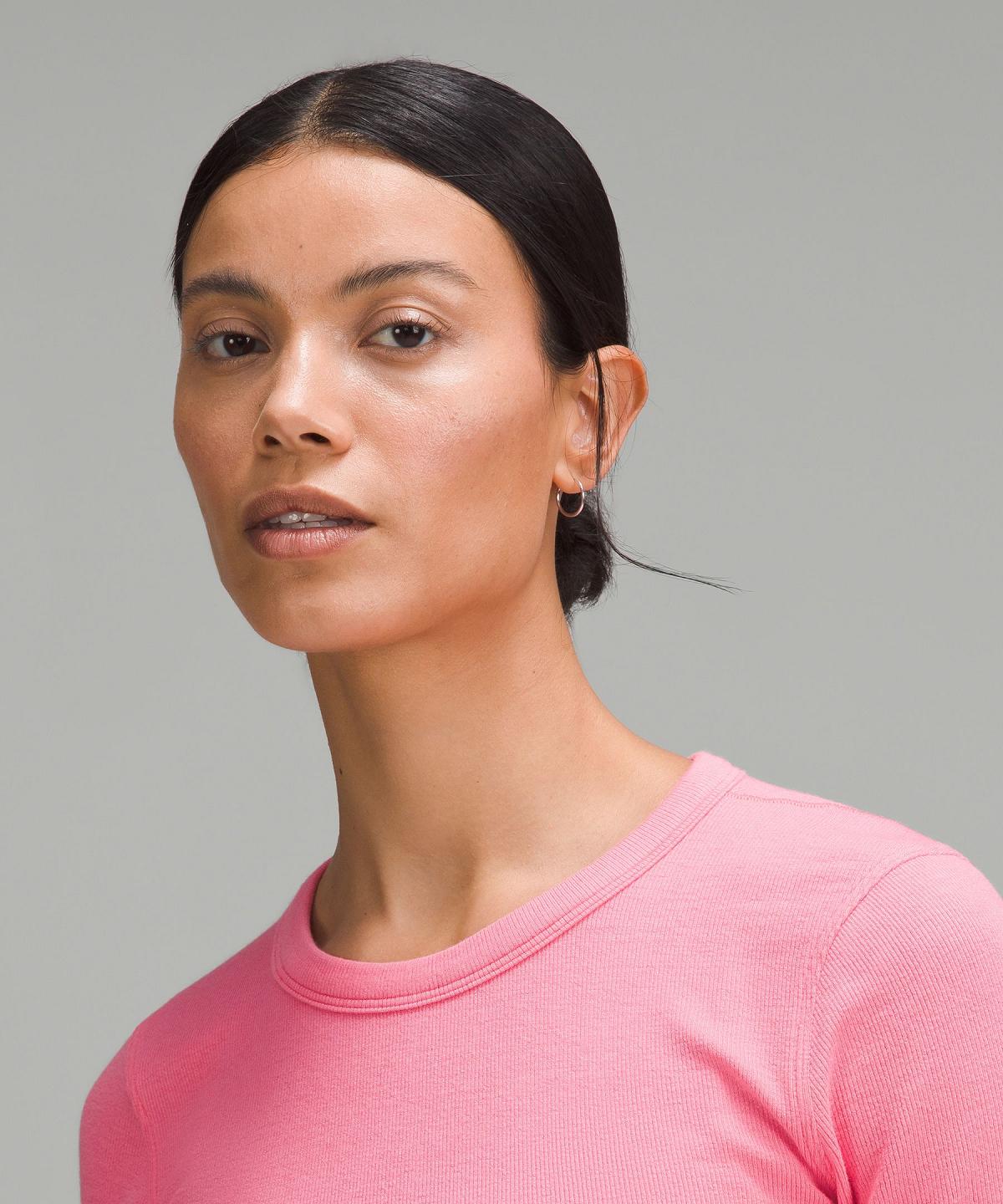 Chemises Lululemon Hold Tight Straight Hem Cropped T-Shirt Femme Rose | FR_LuLu79029