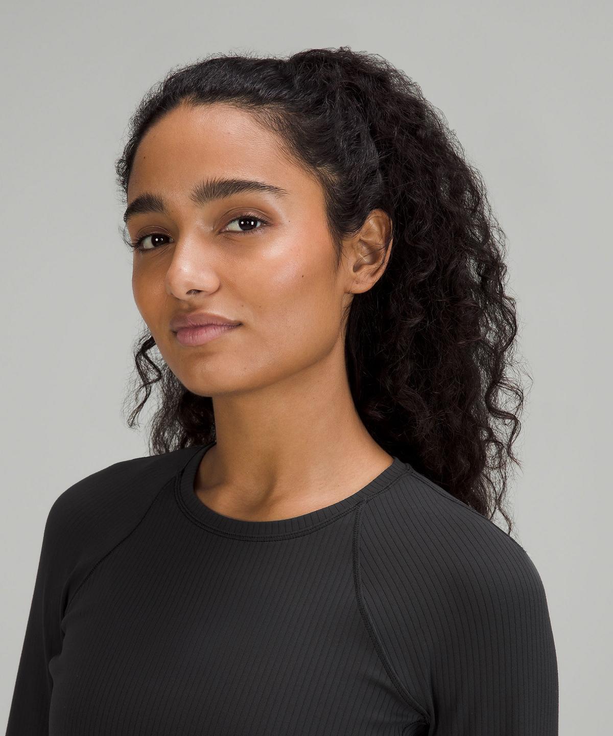 Chemises Lululemon It's Rulu Ribbed Long-Sleeve Femme Noir | FR_LuLu52696