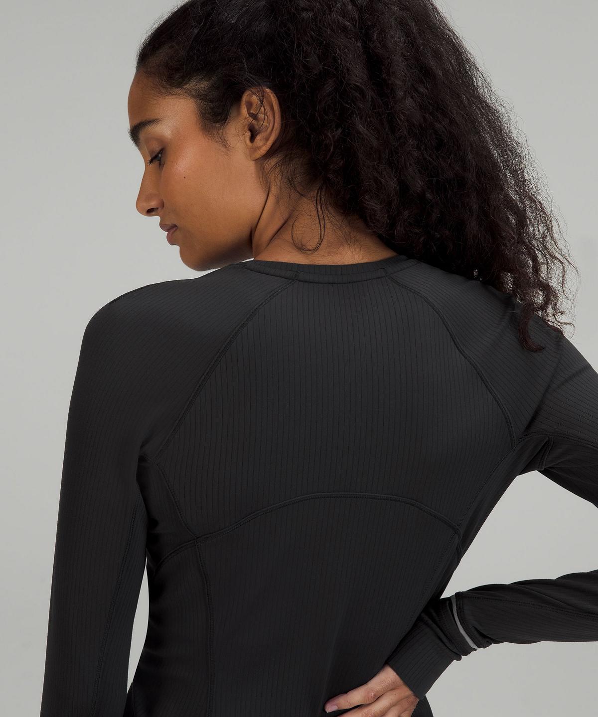 Chemises Lululemon It's Rulu Ribbed Long-Sleeve Femme Noir | FR_LuLu52696