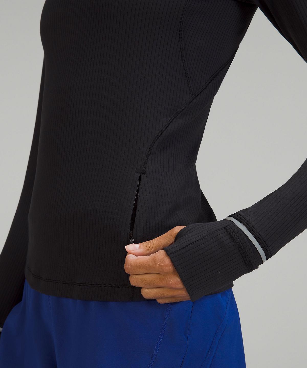 Chemises Lululemon It's Rulu Ribbed Long-Sleeve Femme Noir | FR_LuLu52696