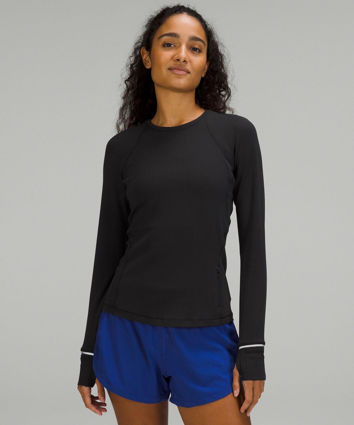 Chemises Lululemon It's Rulu Ribbed Long-Sleeve Femme Noir | FR_LuLu52696