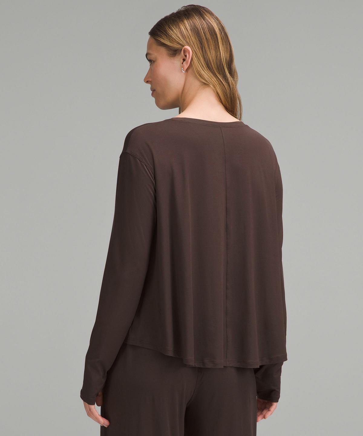 Chemises Lululemon Modal Relaxed-Fit Lounge Long-Sleeve Femme Cafe | FR_LuLu57364