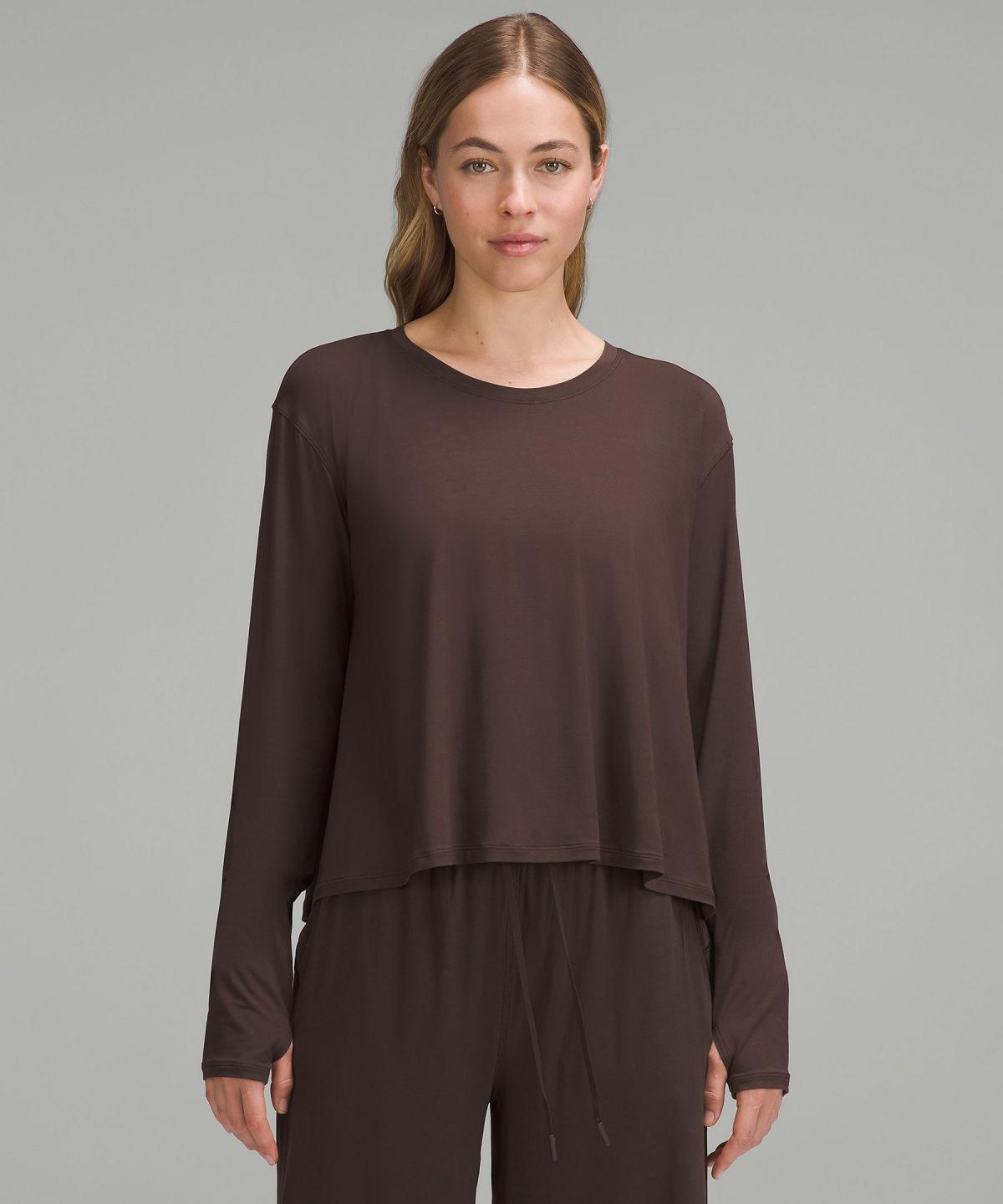 Chemises Lululemon Modal Relaxed-Fit Lounge Long-Sleeve Femme Cafe | FR_LuLu57364