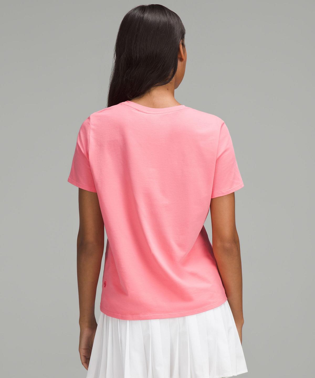 Chemises Lululemon Organic Cotton Crewneck T-Shirt Femme Rose | FR_LuLu87337