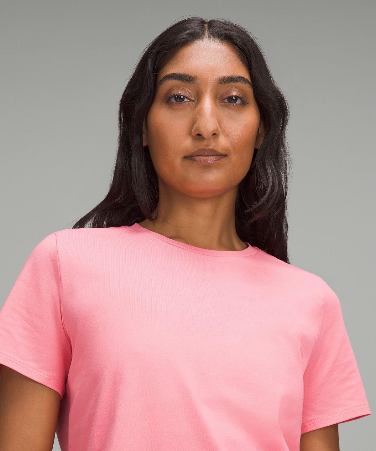 Chemises Lululemon Organic Cotton Crewneck T-Shirt Femme Rose | FR_LuLu87337