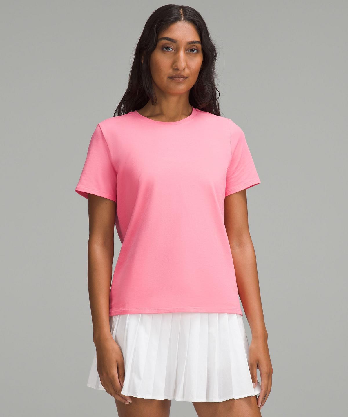 Chemises Lululemon Organic Cotton Crewneck T-Shirt Femme Rose | FR_LuLu87337