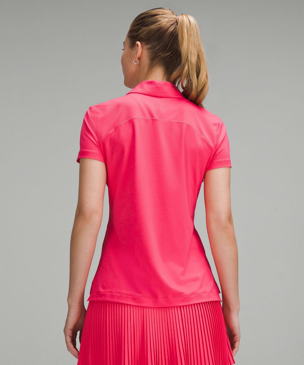 Chemises Lululemon Quick-Dry Short-Sleeve Femme Rose | FR_LuLu11436