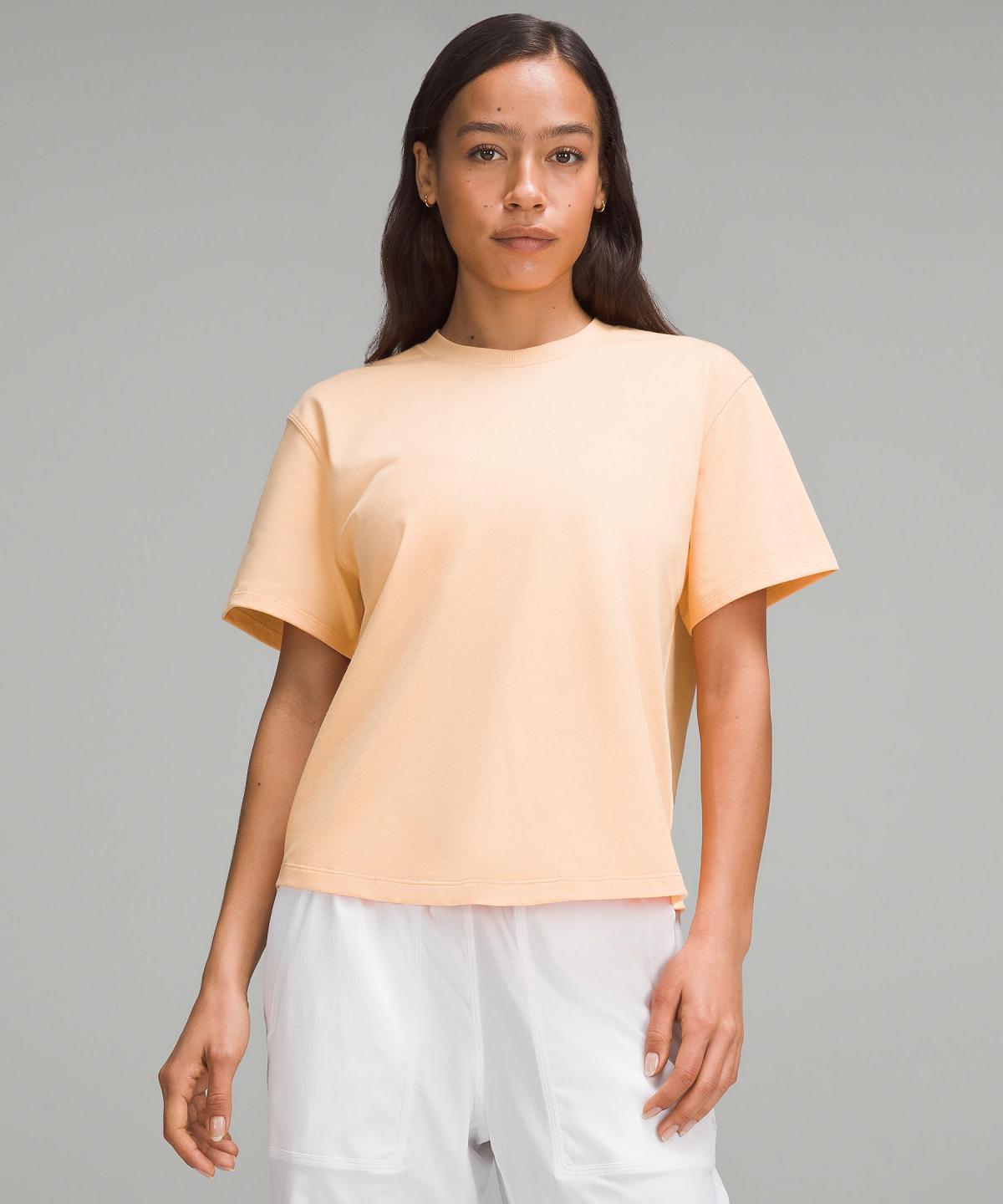 Chemises Lululemon Relaxed-Fit Cotton Jersey T-Shirt Femme Corail | FR_LuLu14854