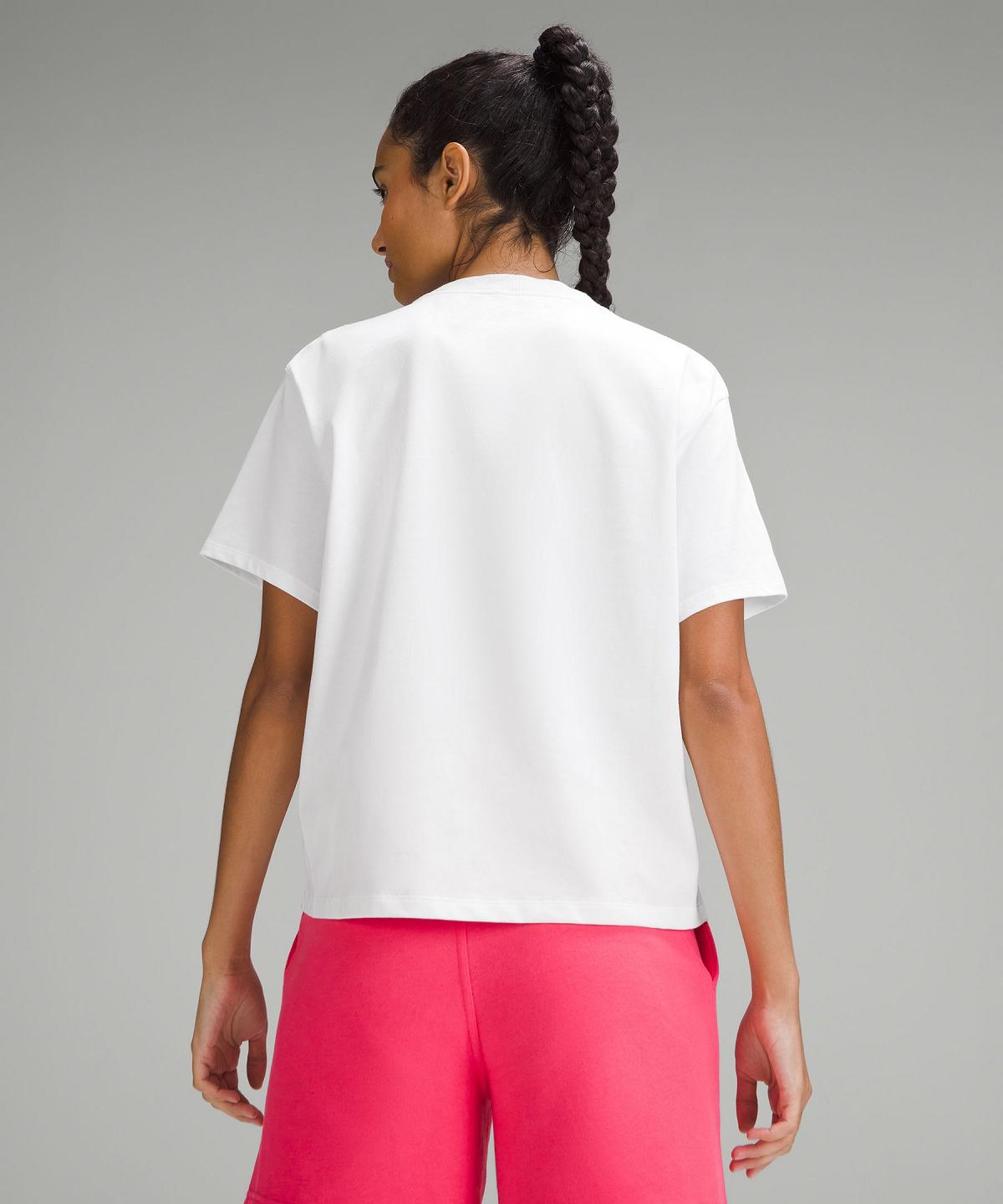 Chemises Lululemon Relaxed-Fit Cotton Jersey T-Shirt Femme Blanche | FR_LuLu85920