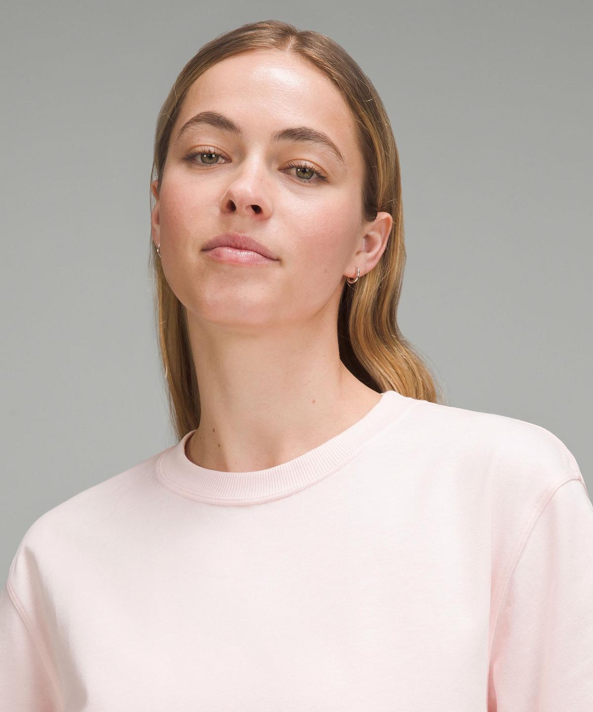 Chemises Lululemon Relaxed-Fit Cotton Jersey T-Shirt Femme Rose | FR_LuLu53420