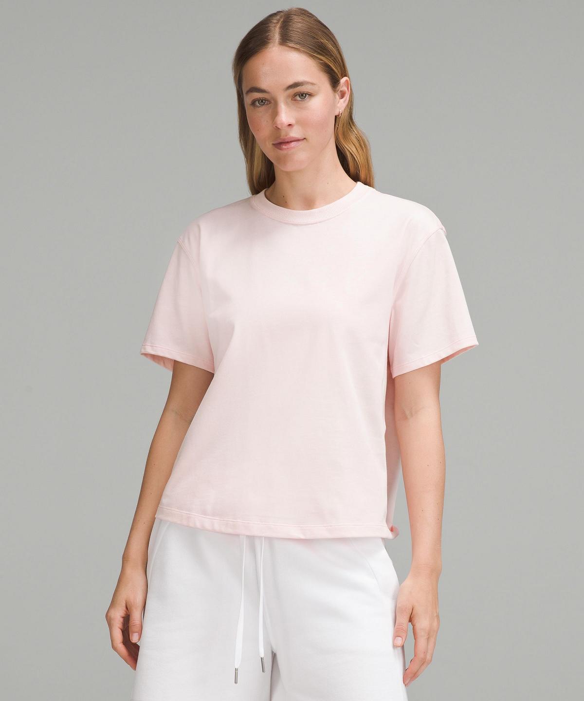 Chemises Lululemon Relaxed-Fit Cotton Jersey T-Shirt Femme Rose | FR_LuLu53420