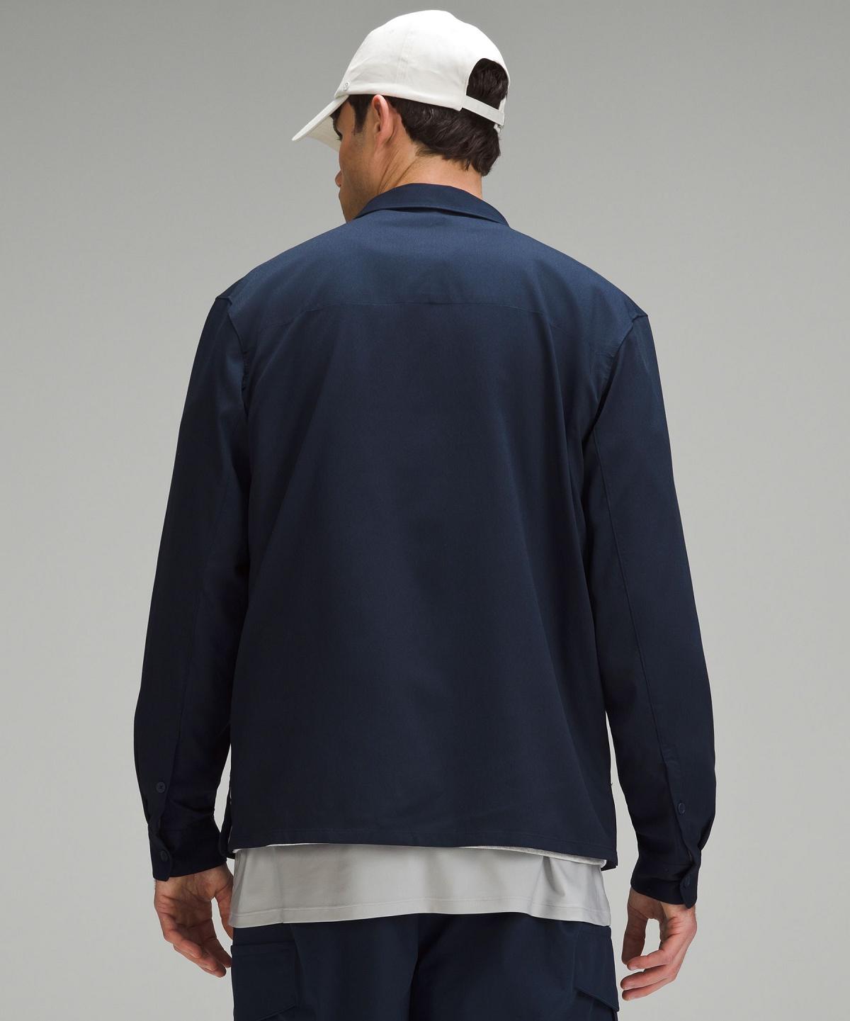 Chemises Lululemon Relaxed-Fit Long-Sleeve Button-Up Homme Bleu Marine | FR_LuLu91733