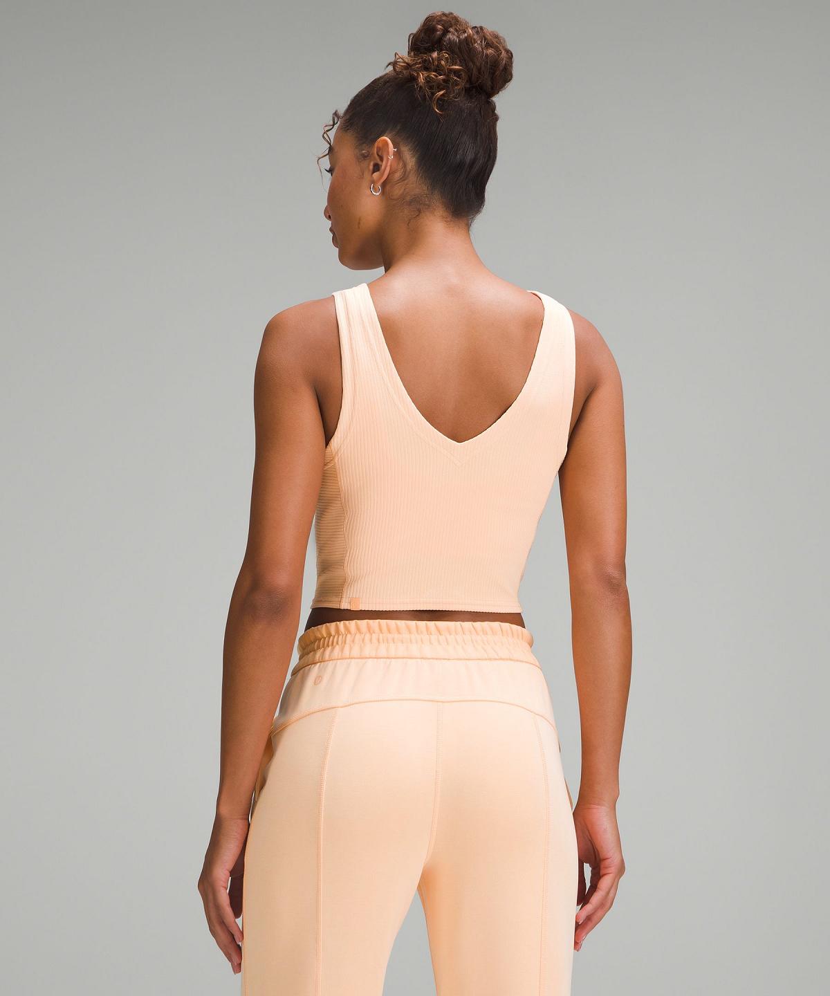 Chemises Lululemon Ribbed Softstreme Cropped Femme Corail | FR_LuLu42253