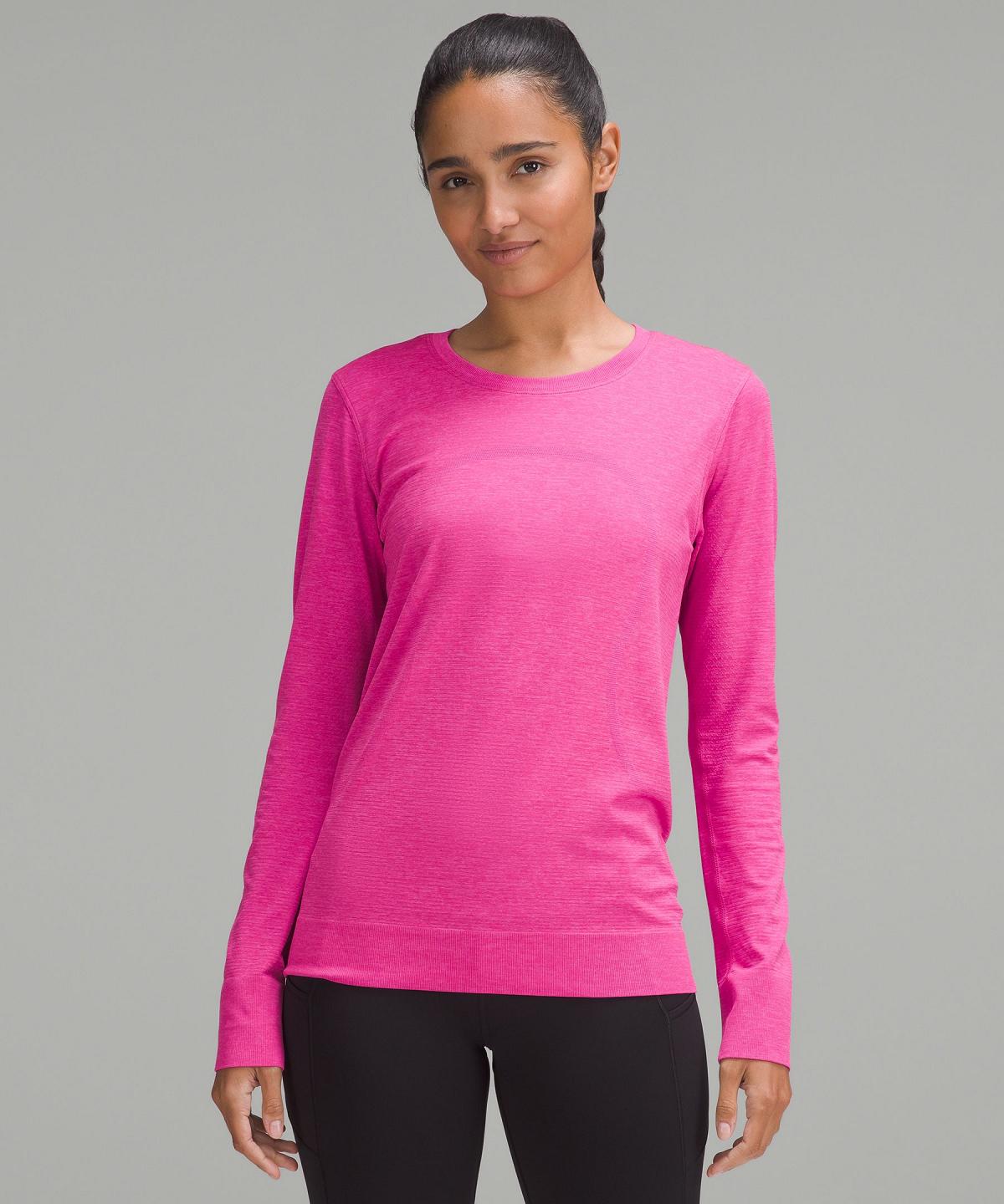 Chemises Lululemon Swiftly Relaxed Long-Sleeve Femme Rose | FR_LuLu88682