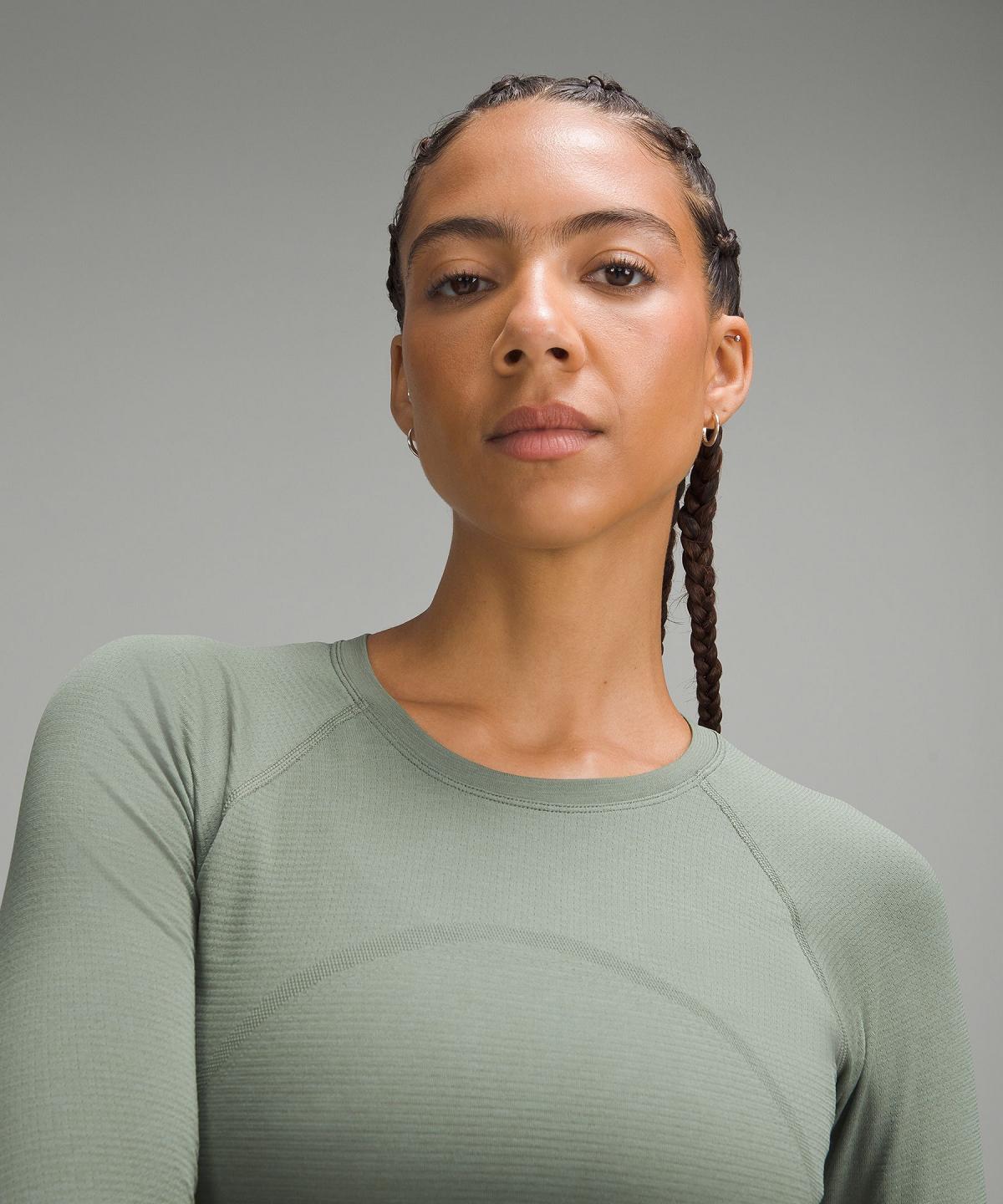 Chemises Lululemon Swiftly Tech Cropped Long-Sleeve 2.0 Femme Vert | FR_LuLu24560