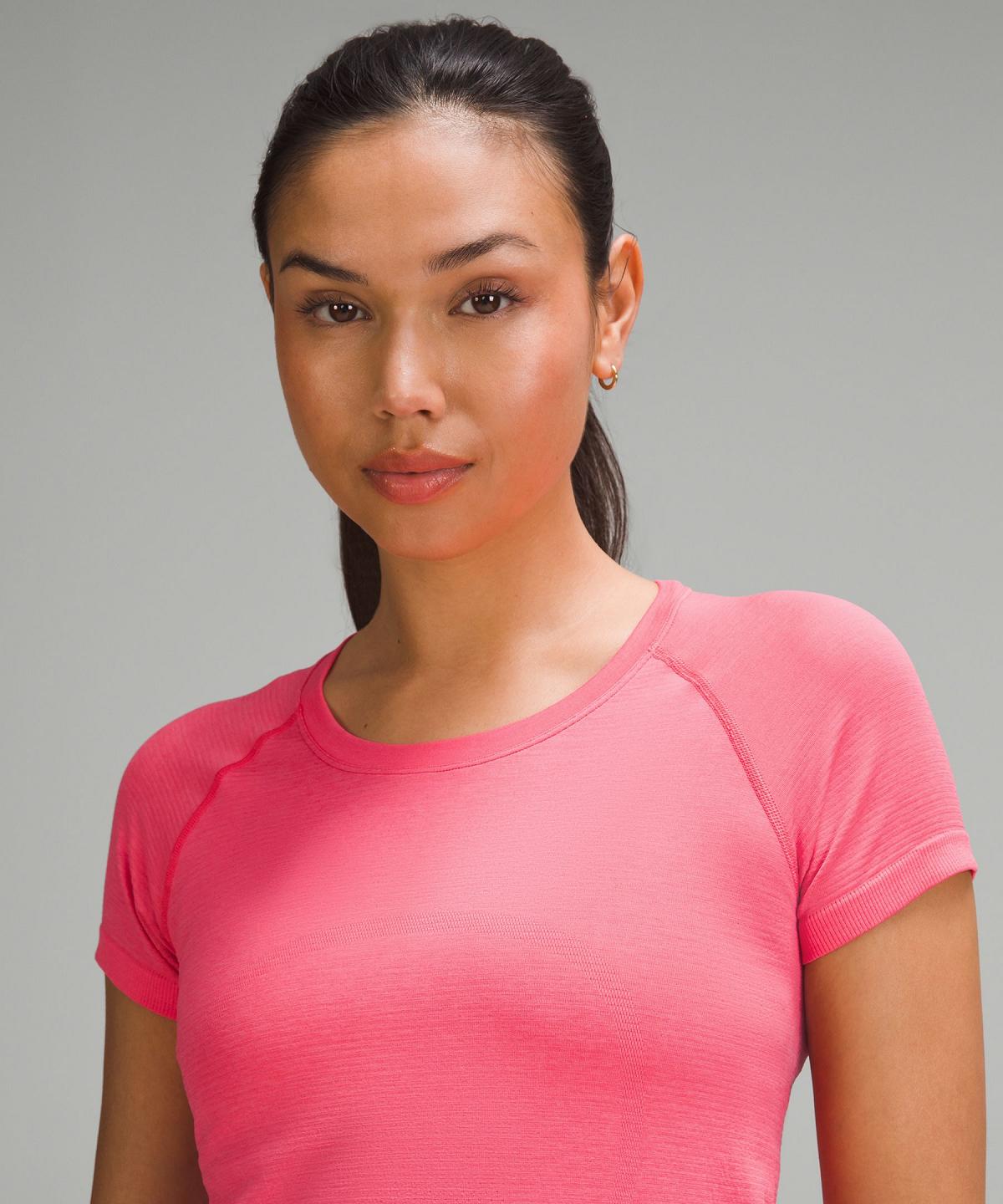 Chemises Lululemon Swiftly Tech Short-Sleeve 2.0 Femme Rose | FR_LuLu11563