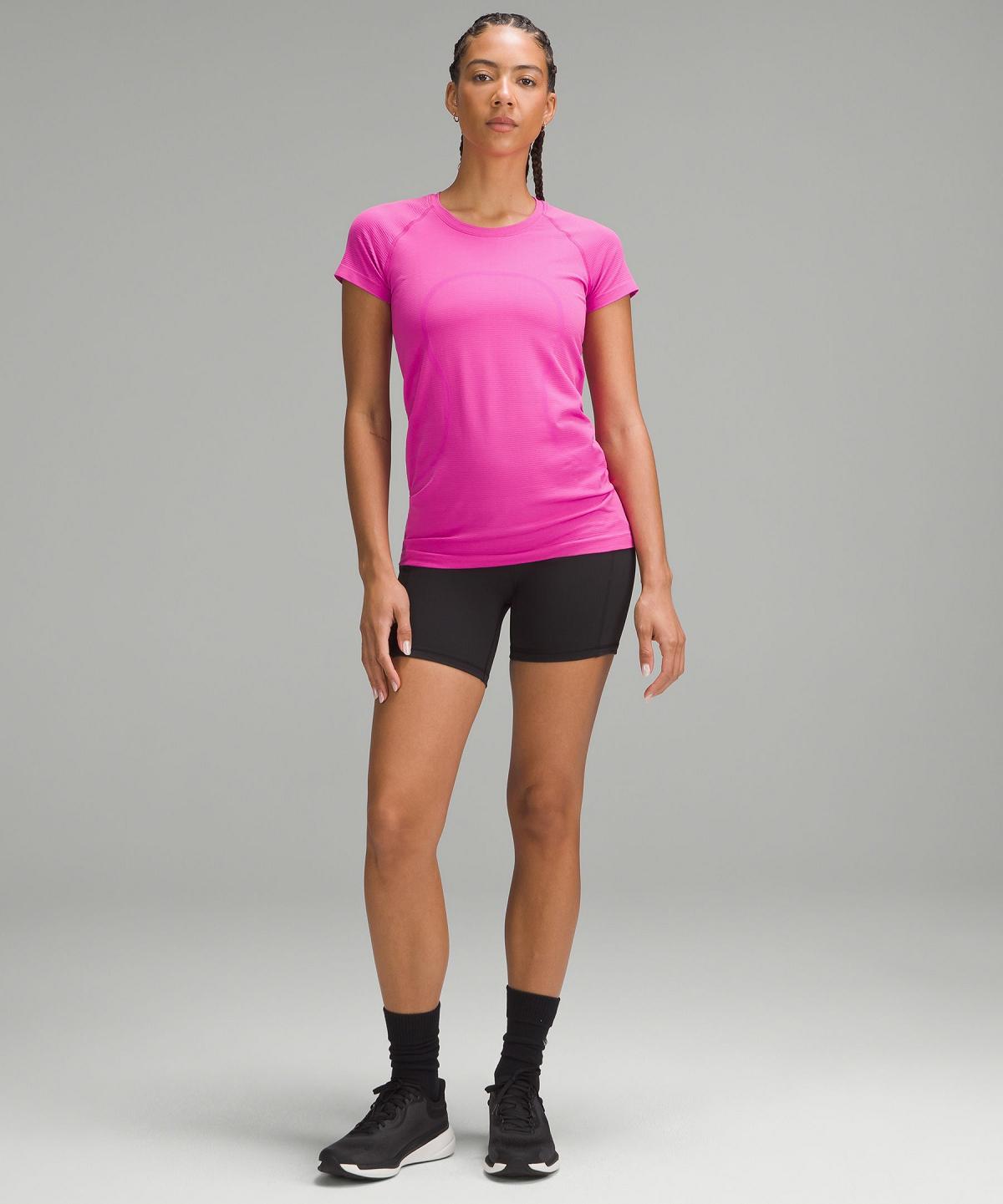 Chemises Lululemon Swiftly Tech Short-Sleeve 2.0 Femme Rose | FR_LuLu90009