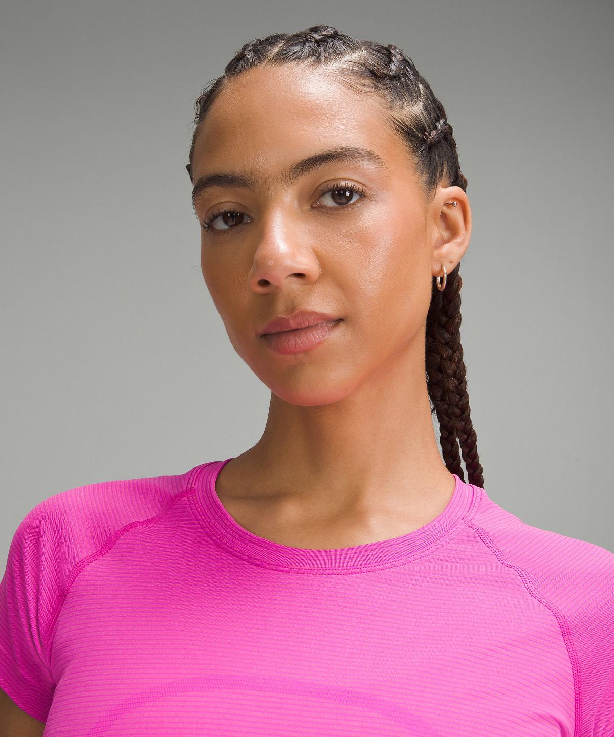 Chemises Lululemon Swiftly Tech Short-Sleeve 2.0 Femme Rose | FR_LuLu90009