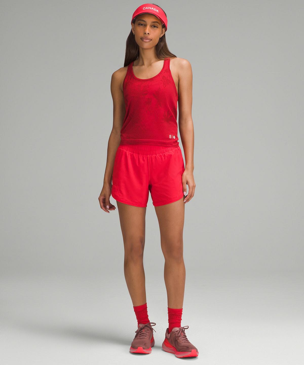 Chemises Lululemon Team Canada Swiftly Tech Racerback 2.0 Waist Length Femme Rouge | FR_LuLu33267