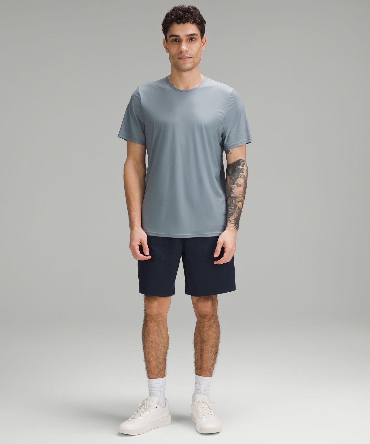 Chemises Lululemon Ultra-Soft Nulu Short-Sleeve T-Shirt Homme Bleu | FR_LuLu84505