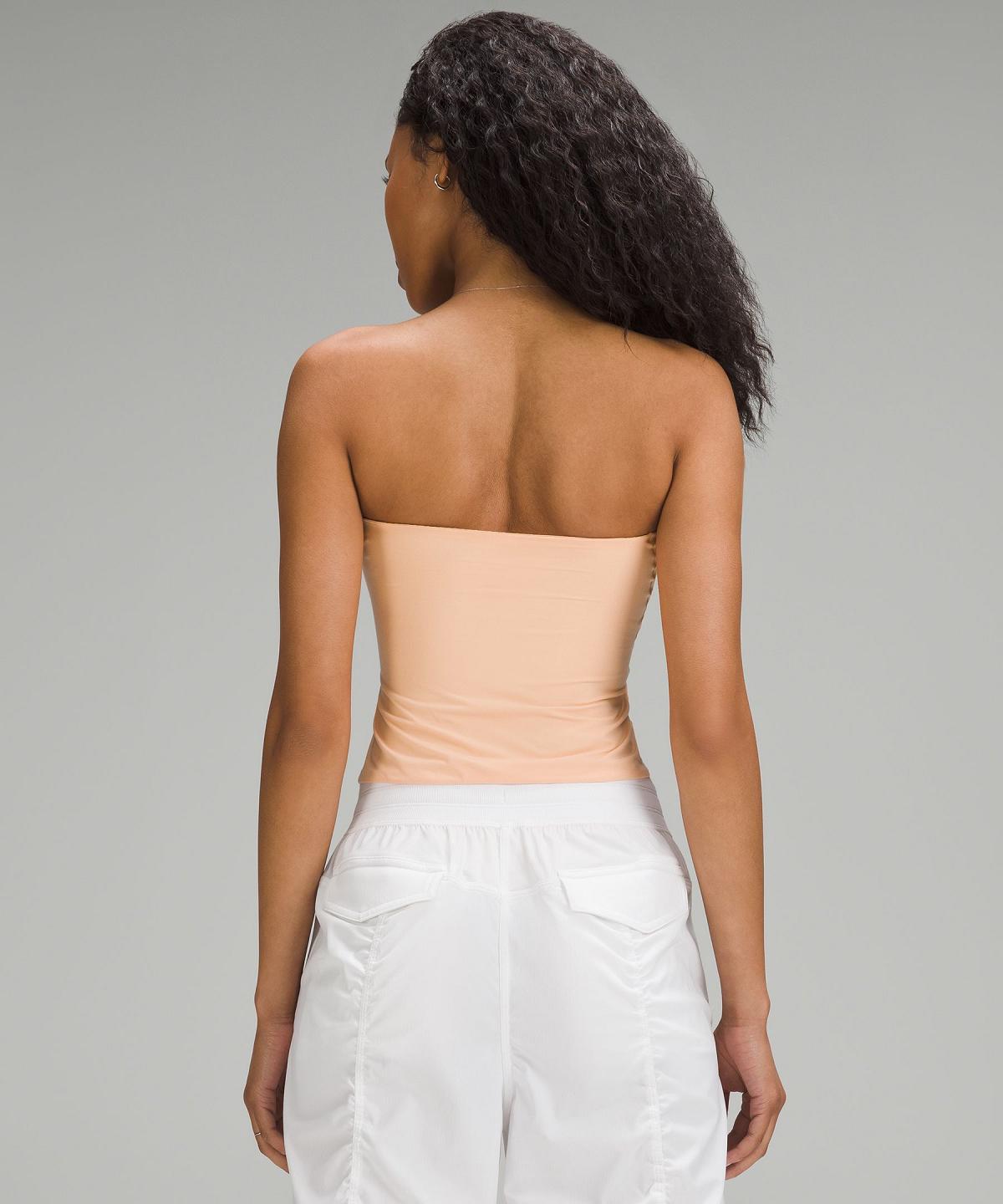 Chemises Lululemon Wundermost Ultra-Soft Nulu Tube Top Femme Corail | FR_LuLu71218