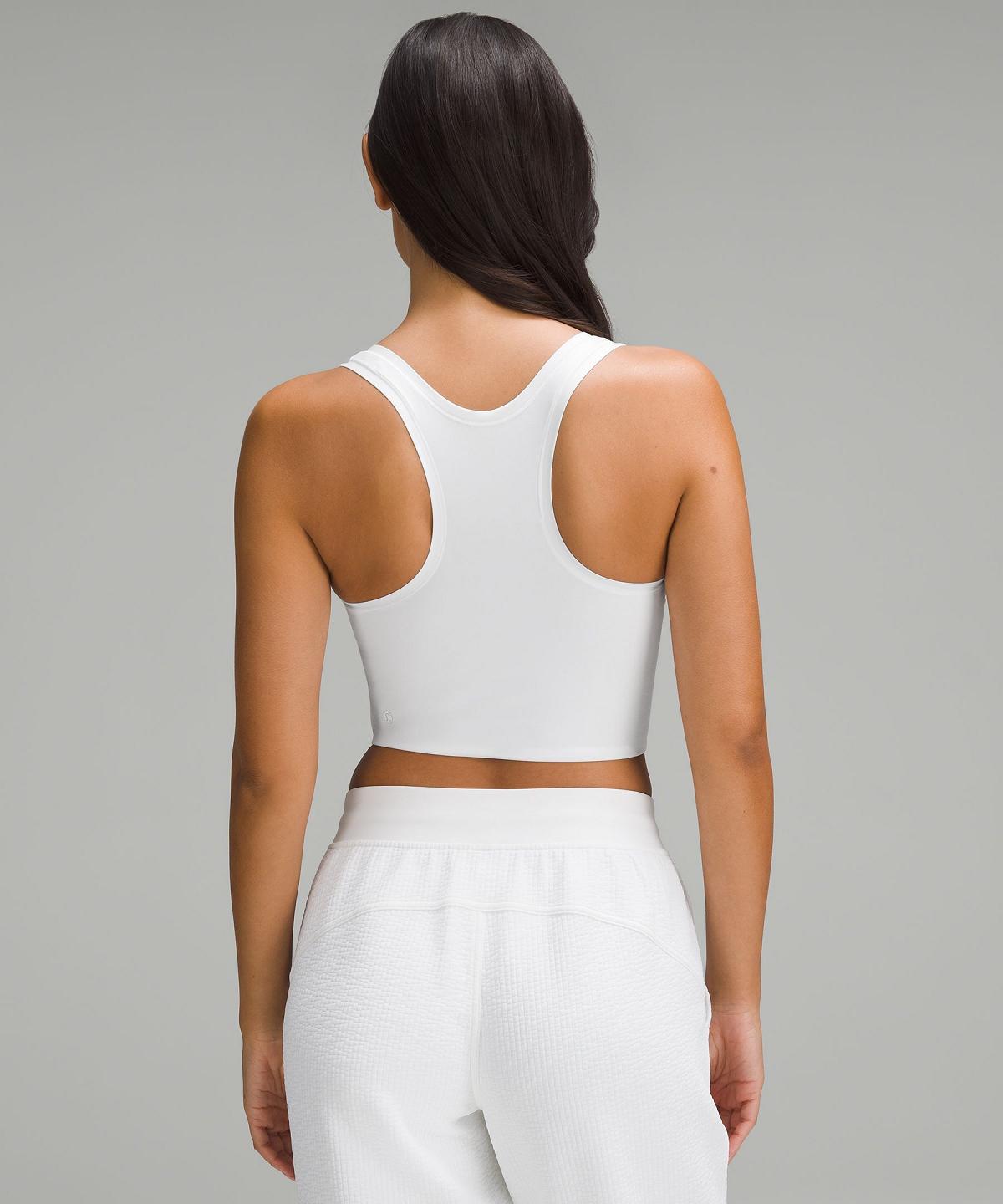 Chemises Lululemon Wundermost Ultra-Soft Nulu Scoop-Neck Cropped Tank Femme Blanche | FR_LuLu43411