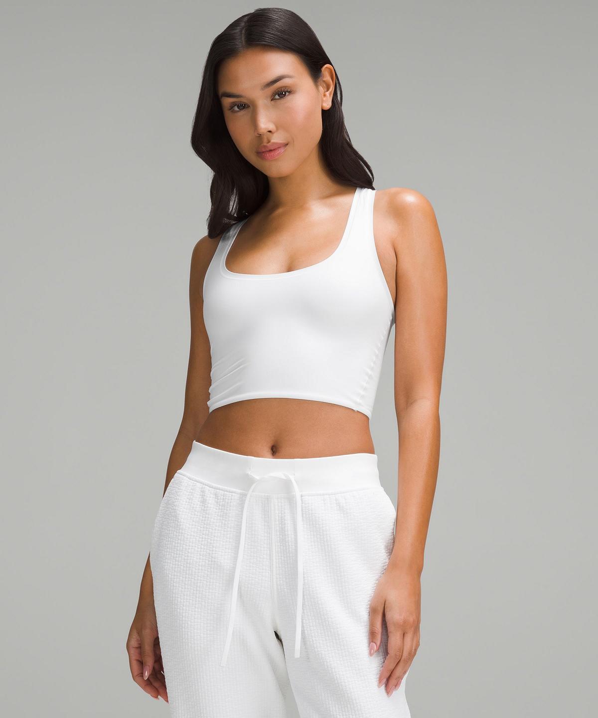 Chemises Lululemon Wundermost Ultra-Soft Nulu Scoop-Neck Cropped Tank Femme Blanche | FR_LuLu43411