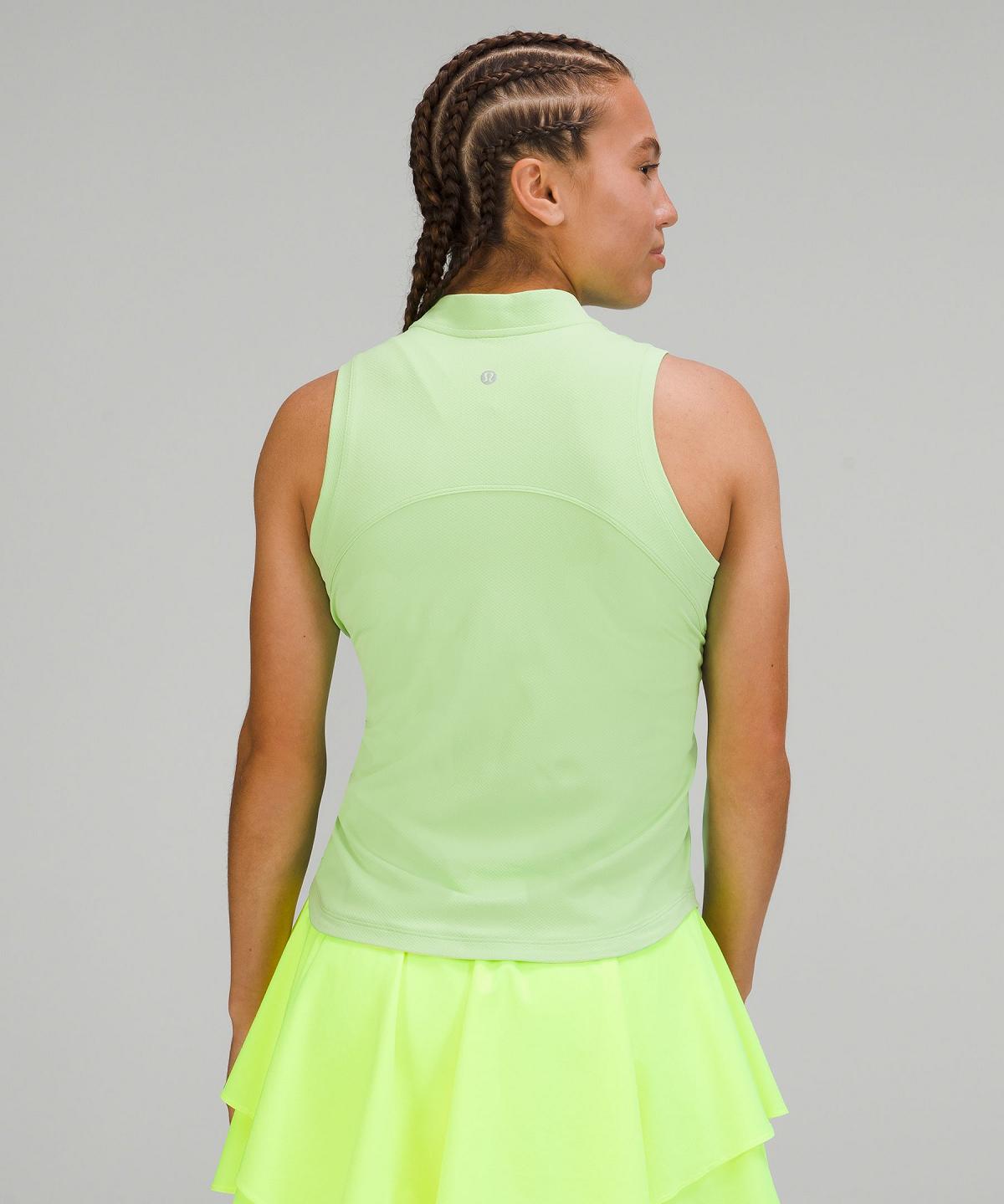 Debardeur Lululemon Front-Zip Mockneck Tennis Femme Vert Noir | FR_LuLu15656