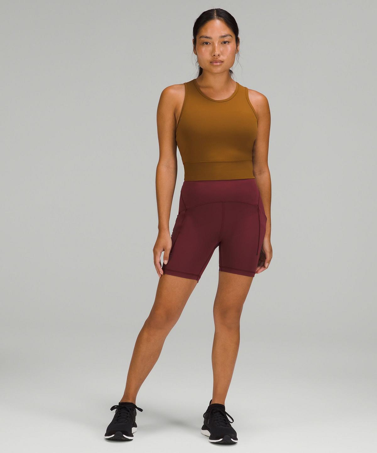 Debardeur Lululemon Mesh-Back Training Cropped Femme Marron | FR_LuLu56765