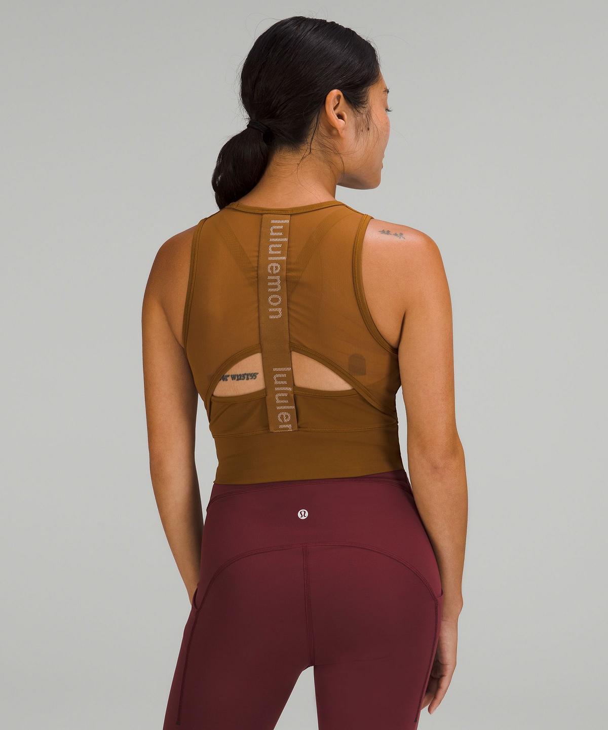 Debardeur Lululemon Mesh-Back Training Cropped Femme Marron | FR_LuLu56765