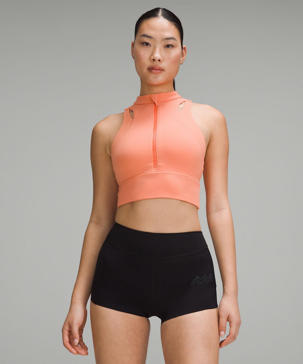 Debardeur Lululemon Nulux Cropped Half-Zip Track Femme Corail | FR_LuLu68510