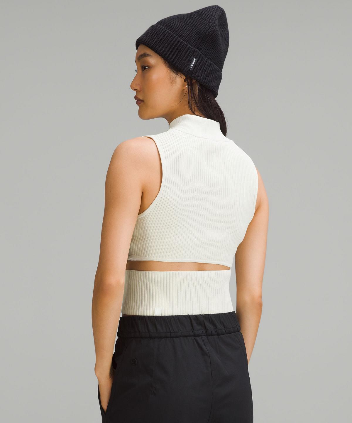 Debardeur Lululemon Open Back Half-Zip Sweater Femme Beige | FR_LuLu25068