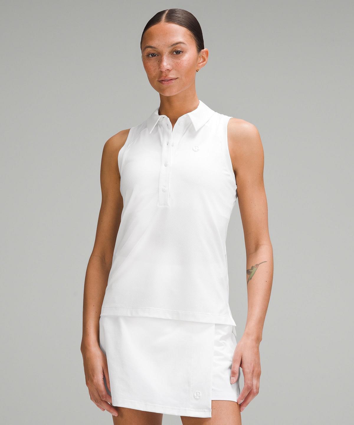 Debardeur Lululemon Quick Dry Sleeveless Polo Shirt Femme Blanche | FR_LuLu82093